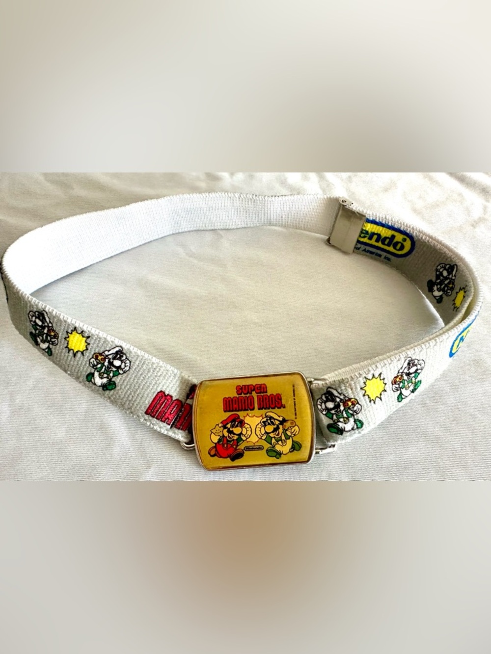 Vintage Nintendo Super Mario Bros Stretch Belt Adjustable 14”–26”